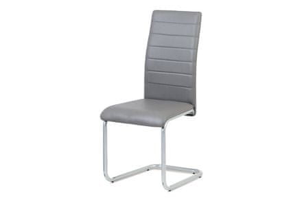 Autronic Moderná jedálenská stolička Jídelní židle, koženka šedá / šedý lak (DCL-102 GREY)